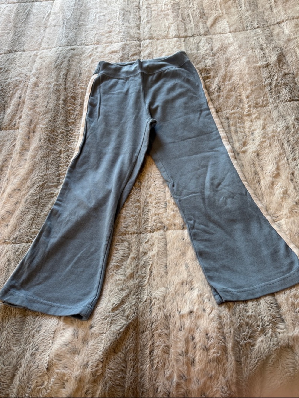 Vintage Casual Light Blue Lounge Cropped Flared Pants with White Side Stripe